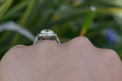3 Carat Old Mine Cut Diamond & Emerald Engagement Ring