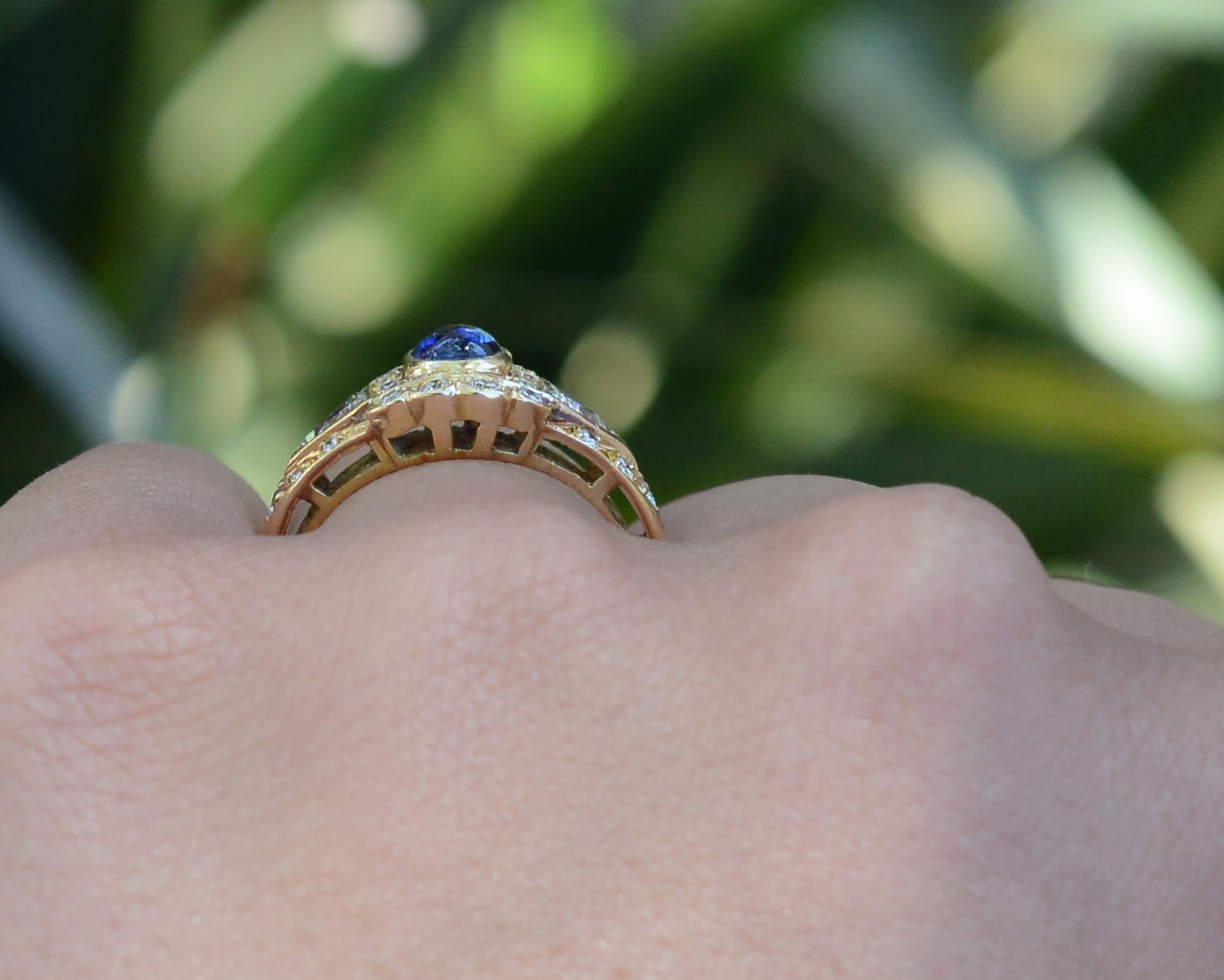 Vintage Portuguese Sapphire Diamond Engagement Ring