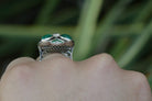 Jazz Age Quatrefoil Emerald Diamond Cocktail Ring