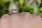 Mid Century Rubellite Tourmaline Pave' Diamond Ring