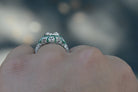 Art Deco Style 1.84 Carat G VS2 Diamond Emerald Engagement Ring