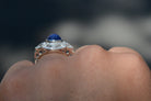 Vintage 3.79ct Sapphire Cabochon and Diamond Quatrefoil Ring