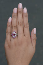 Vintage Filigree Ruby Diamond Shield Engagement Ring