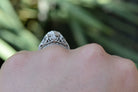 Antique Art Deco Filigree Diamond and Sapphire Engagement Ring