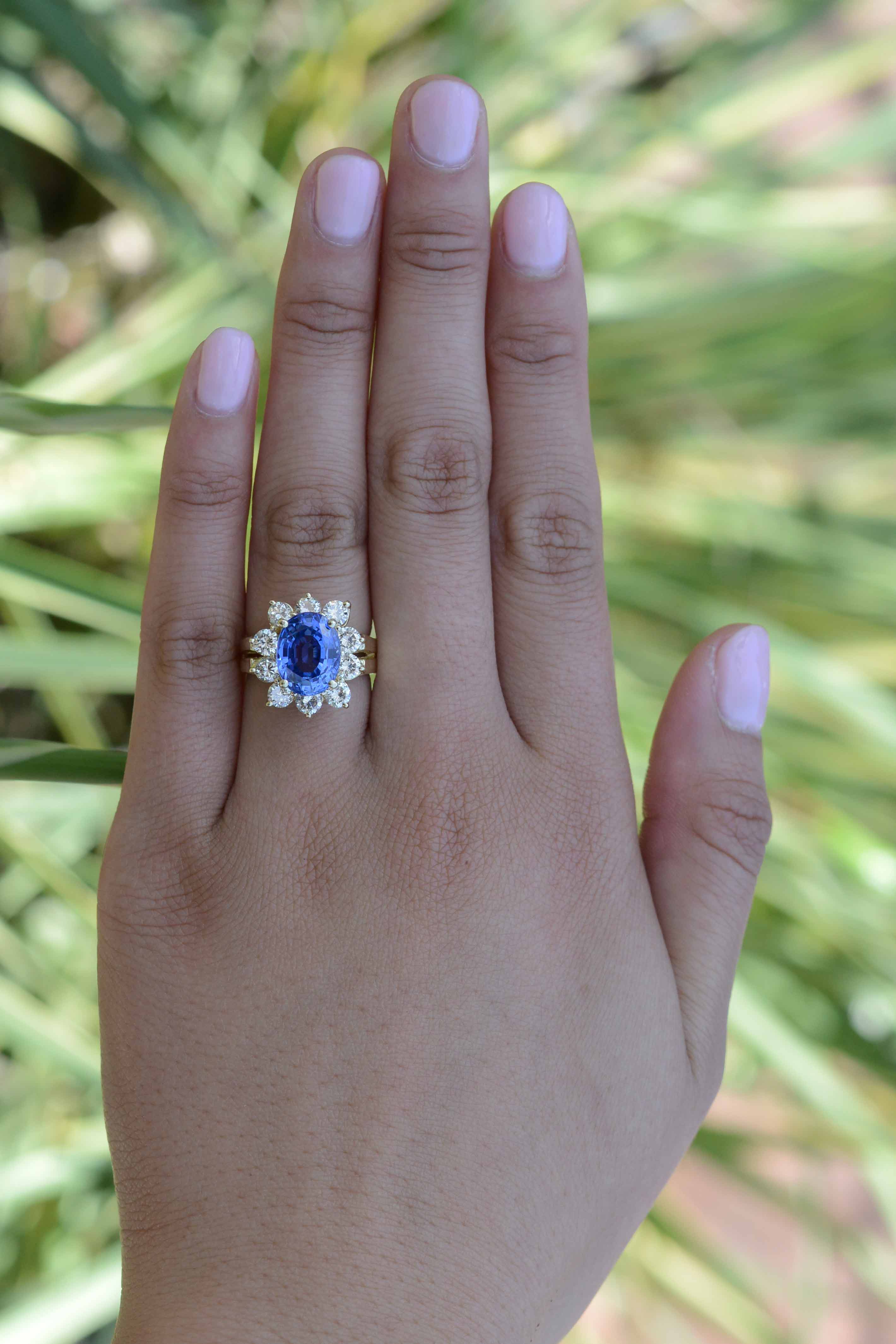 Peave Achtervoegsel huwelijk GIA Certified Sapphire & Diamond Princess Diana Engagement Ring