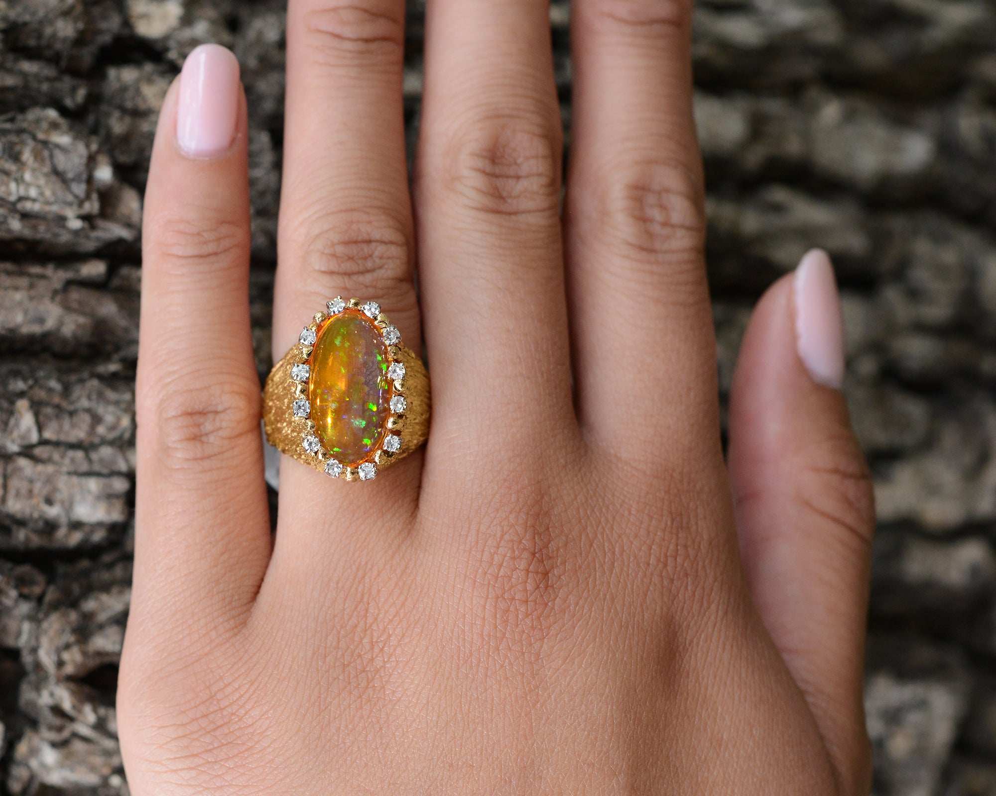 Brutalist 5.29ct Mexican Fire Opal From Robert Mitchum Estate Ring