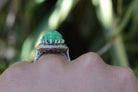 Art Deco Green Turquoise & Enamel Diamond Cocktail Ring