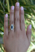 Vintage Mid Century Marquise Sapphire Engagement Ring