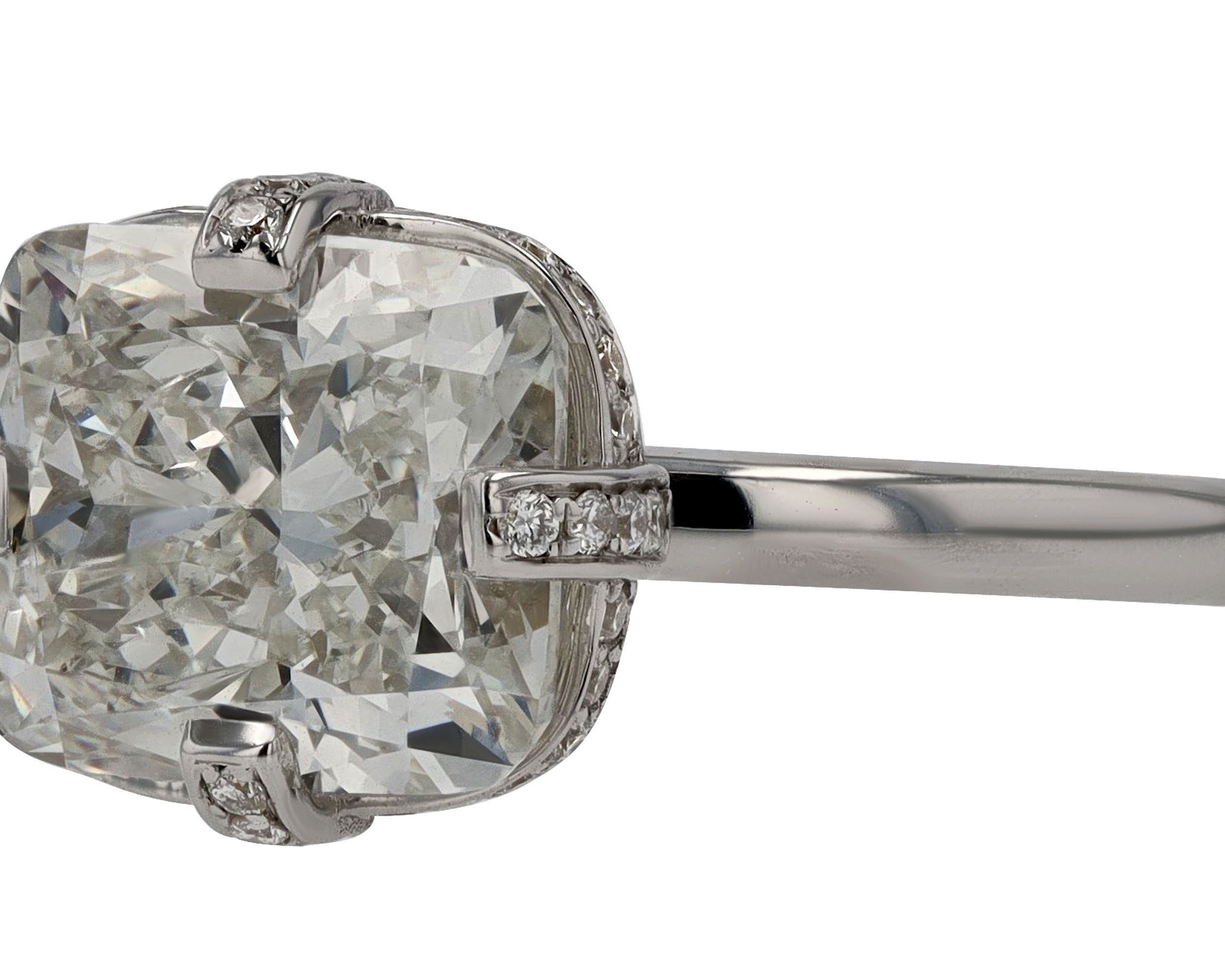GIA Certified Vintage 3 Carat Cushion Cut Diamond Engagement Ring