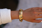Vintage Emerald Cabochon and Diamond Bangle Bracelet