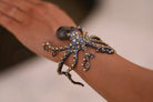 Diamond Encrusted Octopus Cuff Bracelet 24k Gold And Oxidized Silver