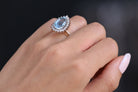 Mid Century Pear Cut 4.25 Carat Aquamarine & Diamond Ring