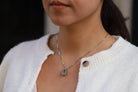 Vintage Pear Shape Aquamarine Diamond Halo Necklace