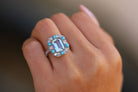 Art Deco Revival Aquamarine Turquoise and Diamond Ring