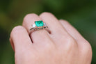 Vintage 1970s Estate GIA Certified Colombian 1.69 Carat Emerald & Diamond Ring