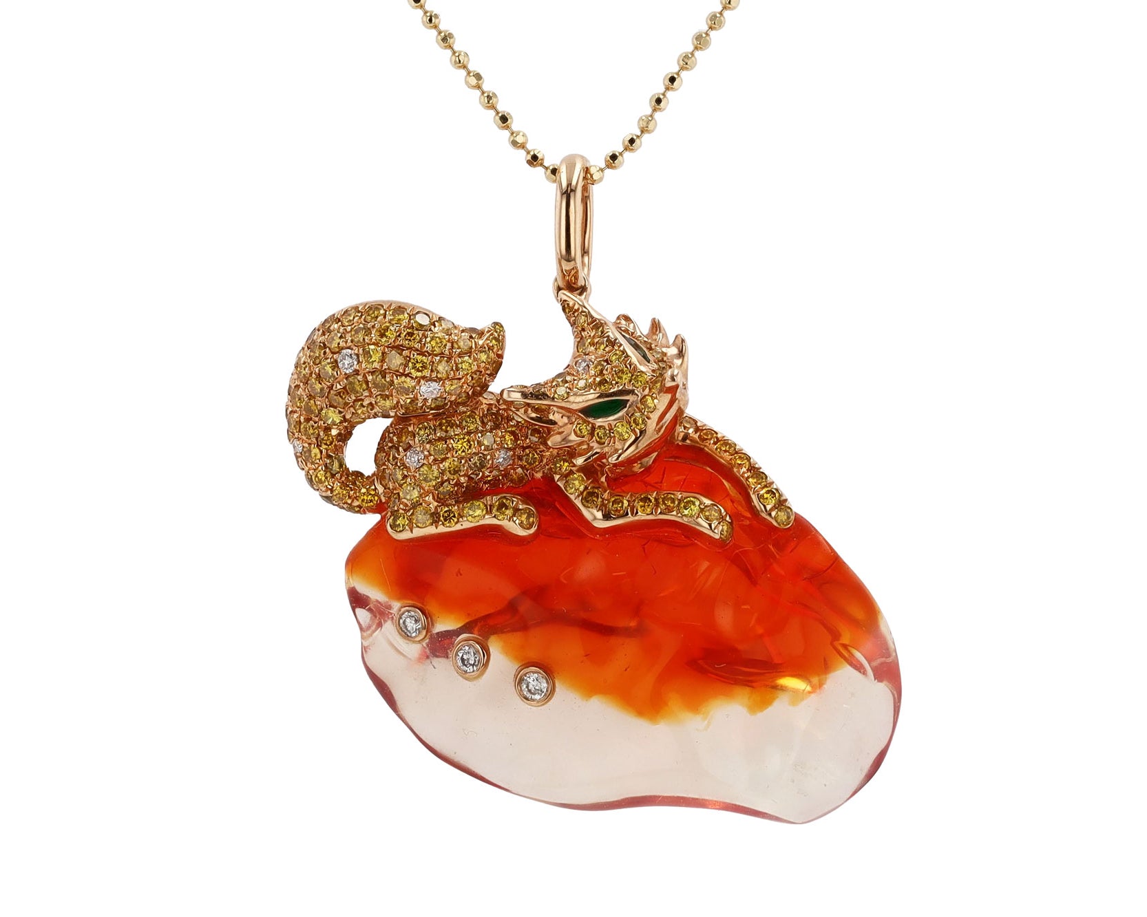 Fire Opal Fox Necklace