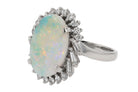 Mid Century Opal and Diamond Cocktail Ring