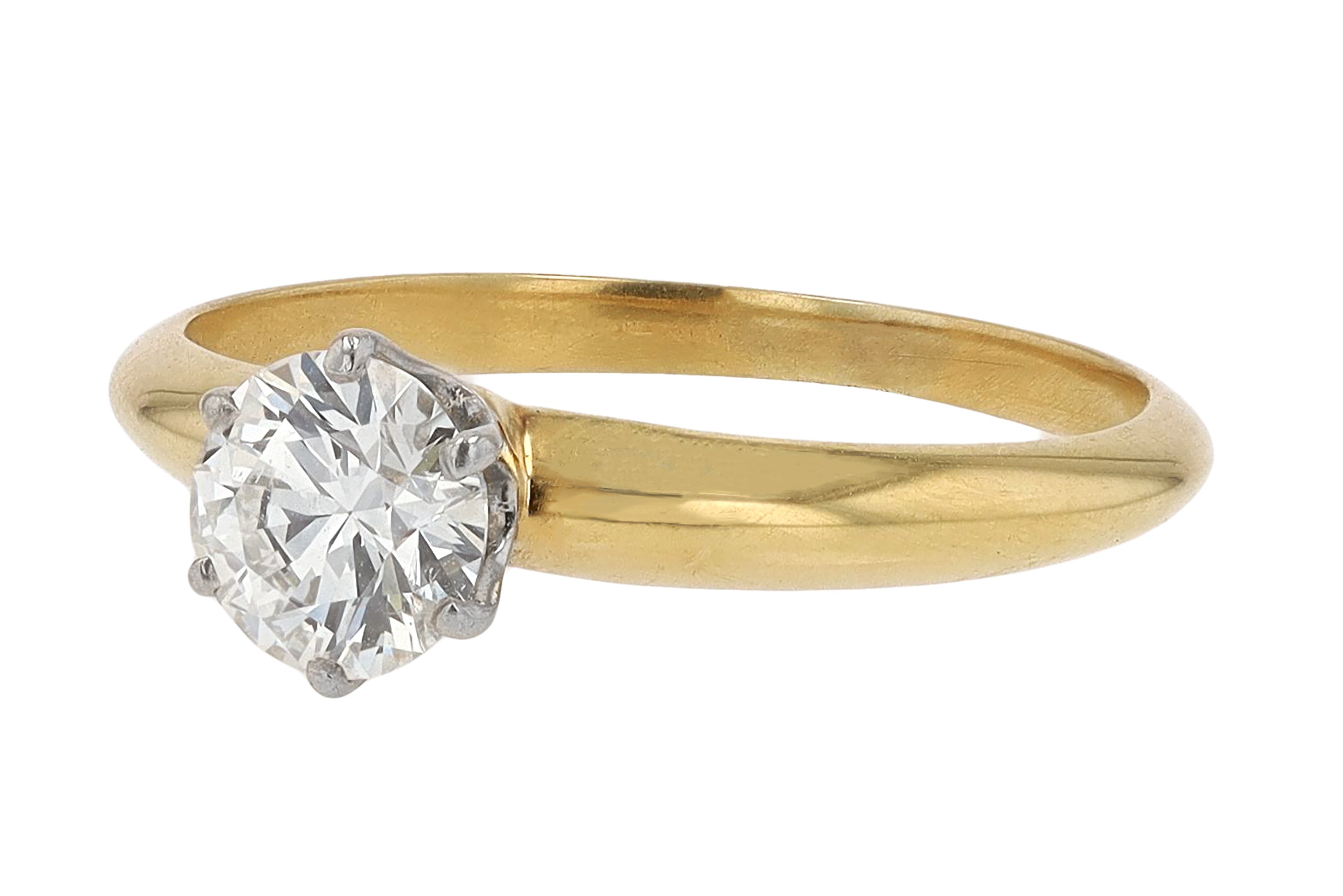 Vintage 18K Yellow Gold Tiffany & Co. Solitaire Diamond Wedding Set