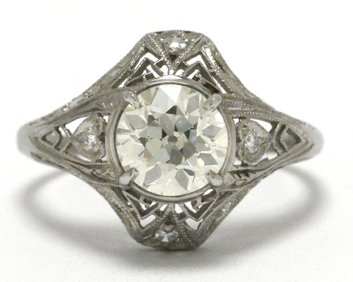Filigree Diamond Art Deco Engagement Ring