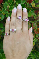 We have many other pink sapphire, ruby and diamond rings available in-store.