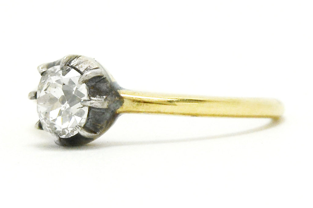 1 carat old mine cut diamond solitaire ring. 