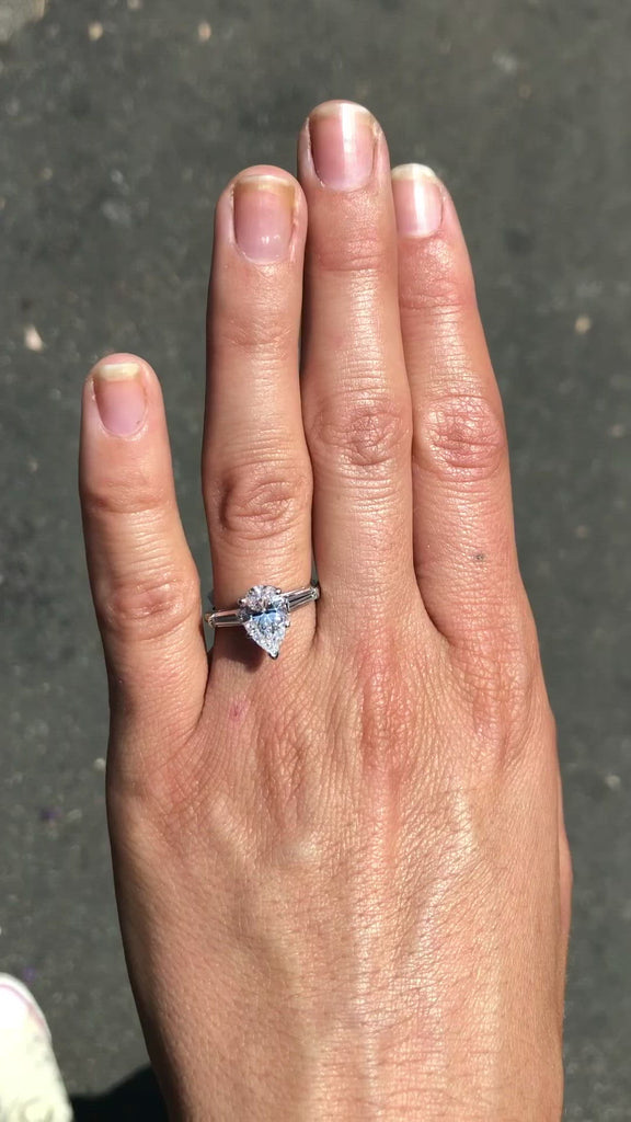 This large pear diamond sparkles in the sun.