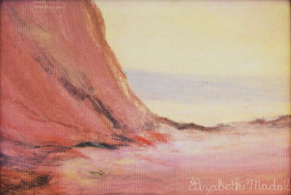 A pink rock oil painting.