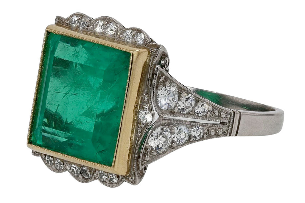 Vintage GIA Art Deco Emerald Ring