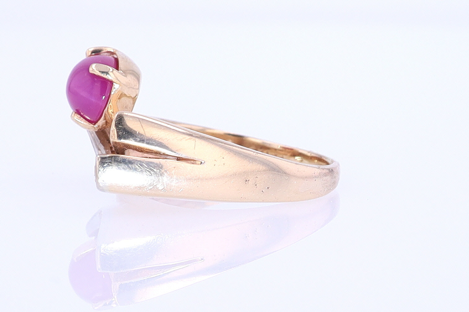 1950s Mid Century Space Age Pink Star Sapphire Cocktail Ring