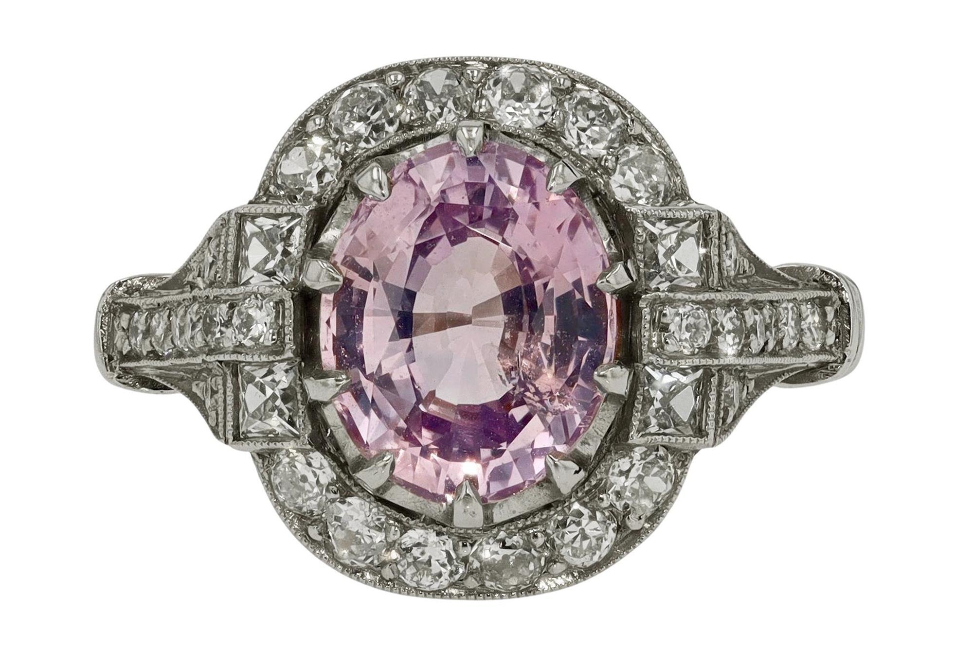 3.69 carat Oval Padparadscha Sapphire and Diamond Earrings – David Gross  Group