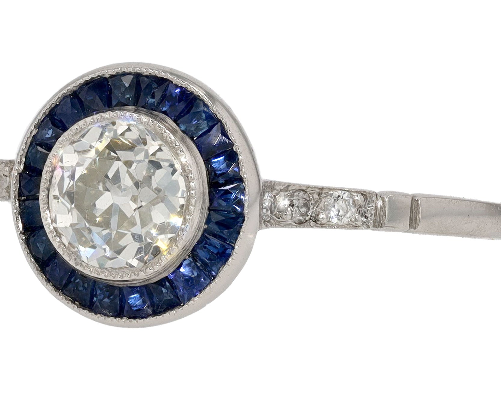 Diamond Sapphire Halo Engagement Ring