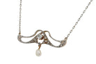 Art Nouveau Antique Diamond and Pearl Lavaliere Necklace