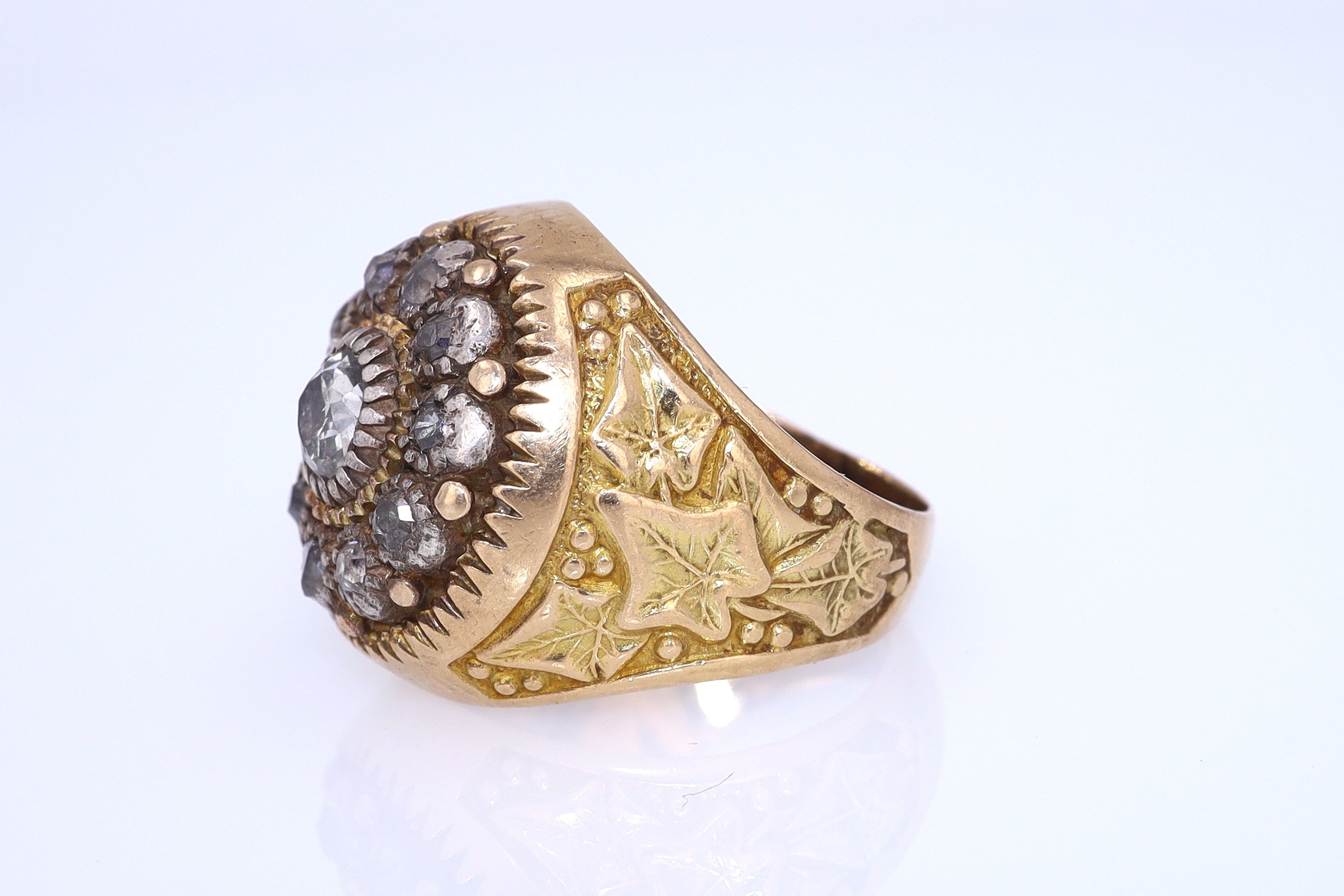 Art Nouveau Diamond Cluster Unisex Ring