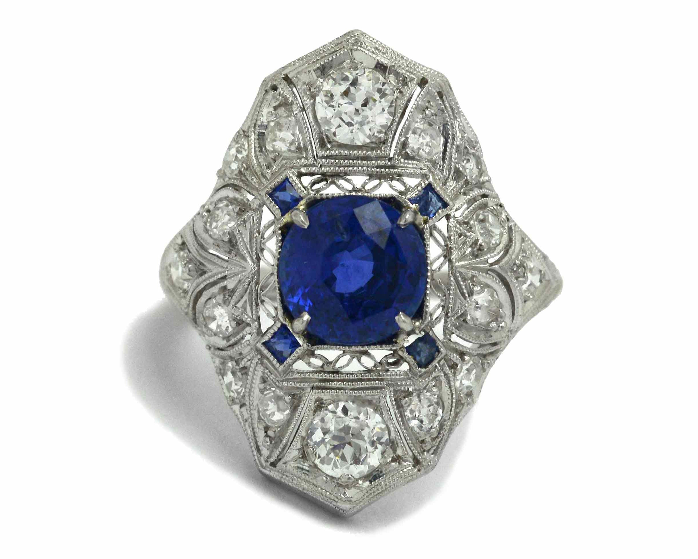 2 carat round blue sapphire diamond, large engagement ring.