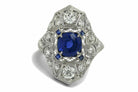 2 carat round blue sapphire diamond, large engagement ring.