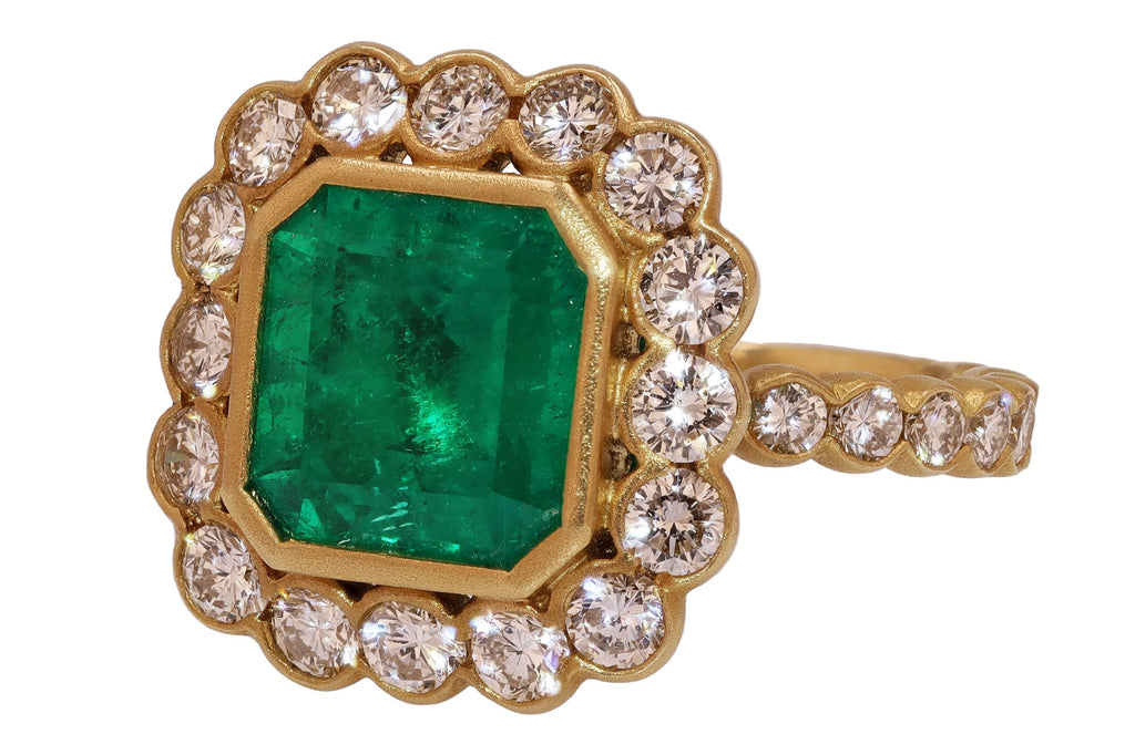 Vintage GIA Emerald Diamond Ring