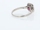 Geometric Art Deco Style Square Diamond Ruby Engagement Ring