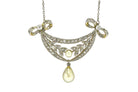 A 1910, Art Nouveau pearl and diamonds bow necklace.