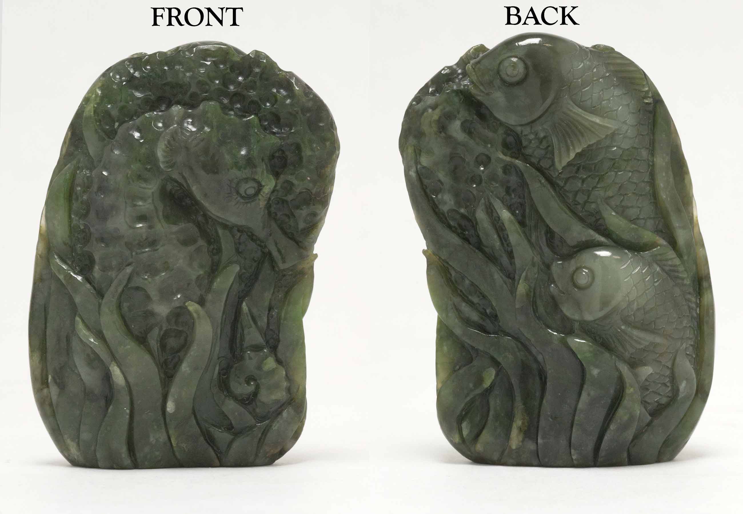 A large seahorse carved out of Big Sur jade from California's coast.