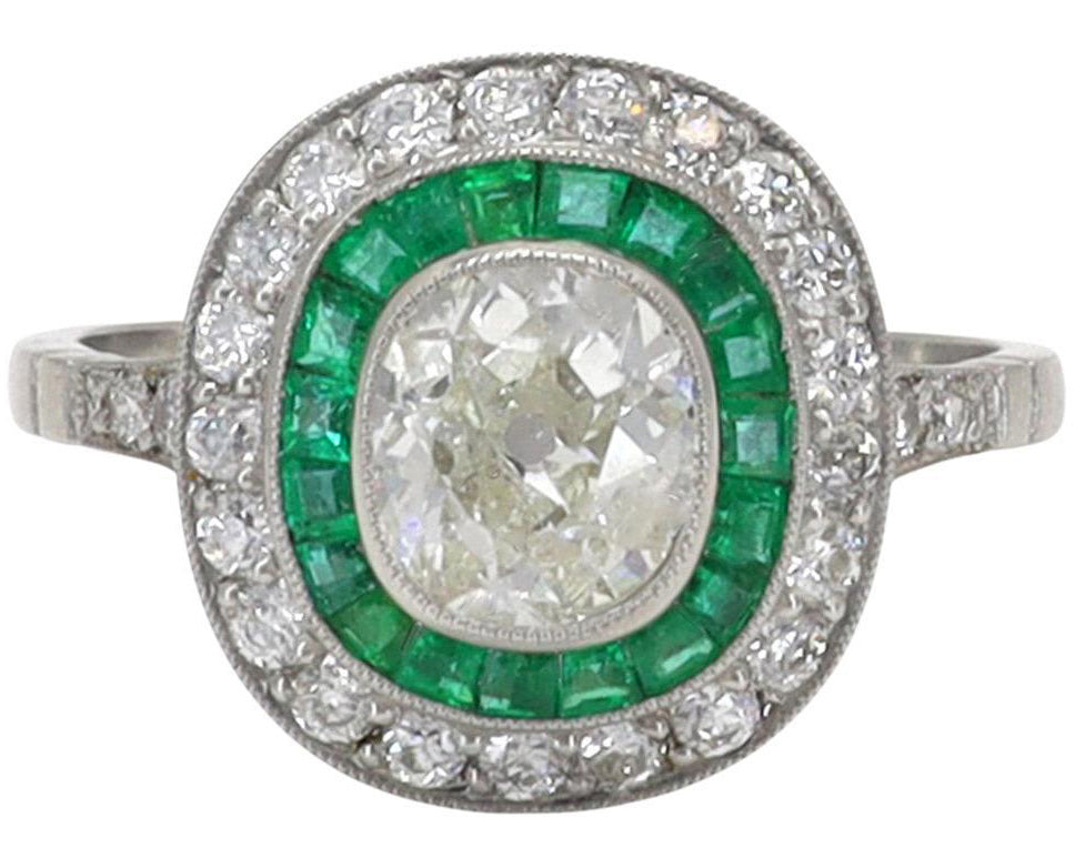 Diamond Emerald Halo Ring