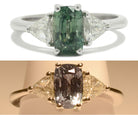 Under incandescent lighting this stunning gem changes color from green to purplish gray.