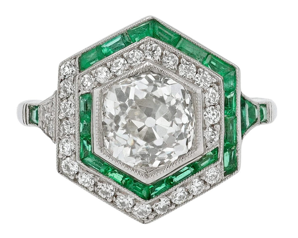 Art Deco Diamond Emerald Ring