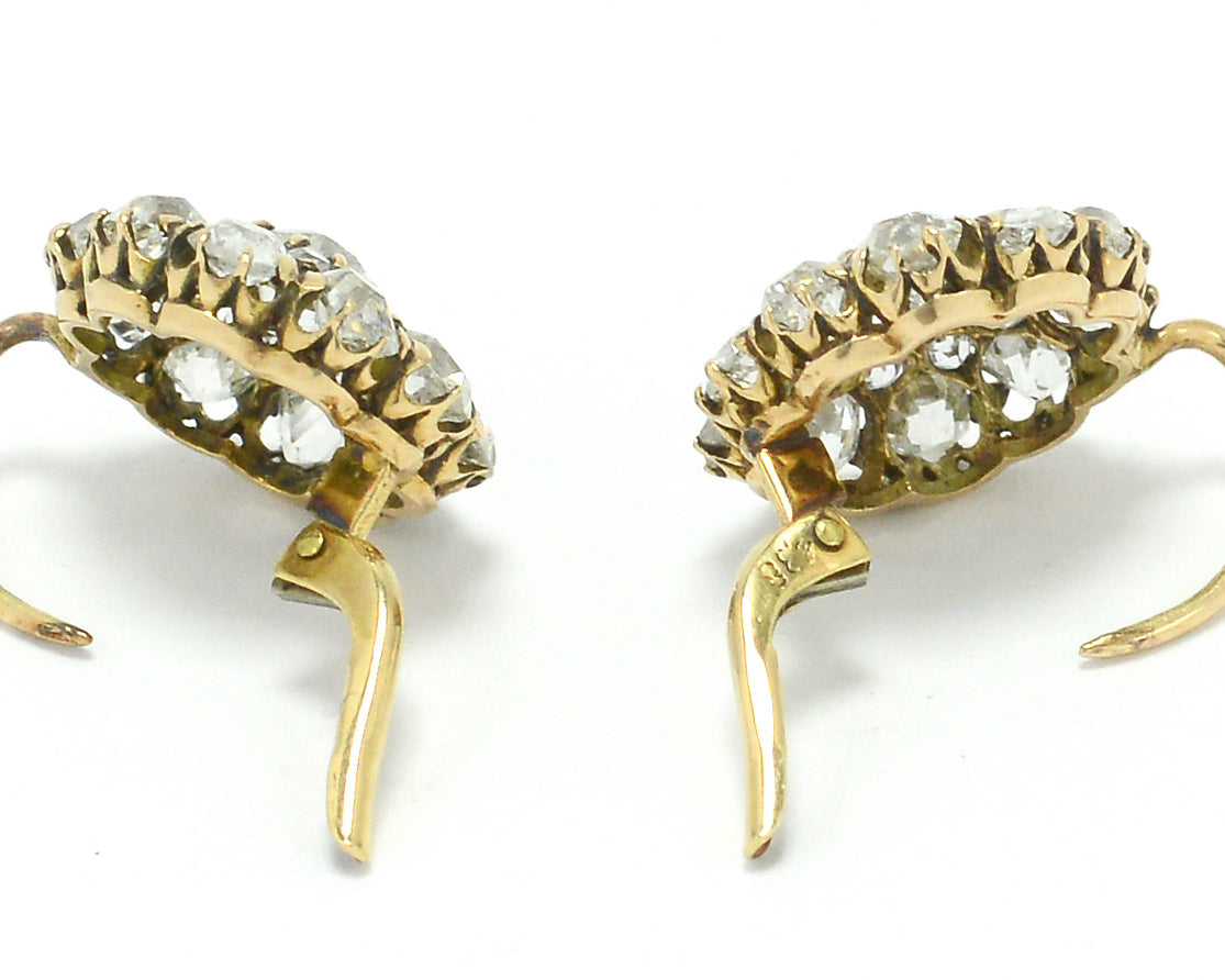 Antique 18k gold old mine and brilliant cut diamond earrings.
