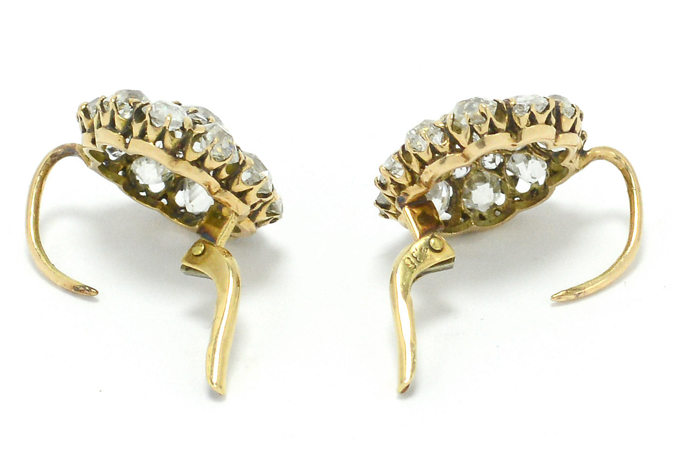 Antique 18k gold old mine and brilliant cut diamond earrings.