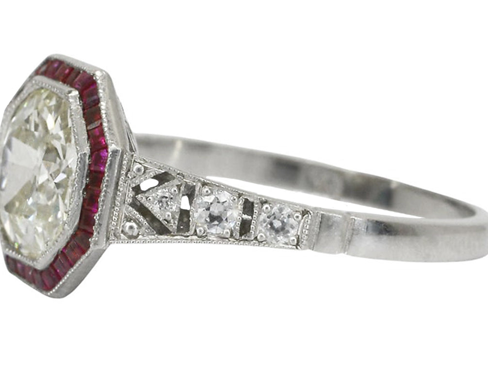 Diamond and Ruby Engagement Ring