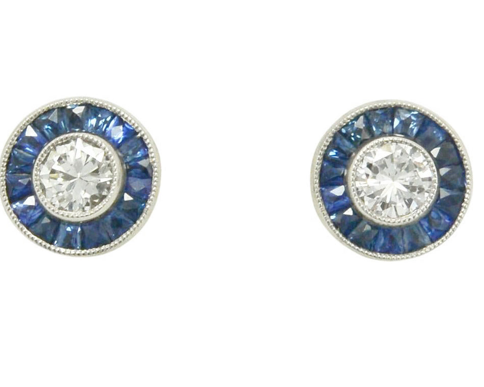 Sapphire and Diamond stud Earrings