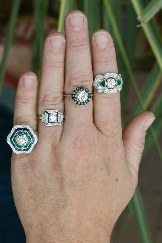 A variety of unique diamond and gemstone engagement rings.