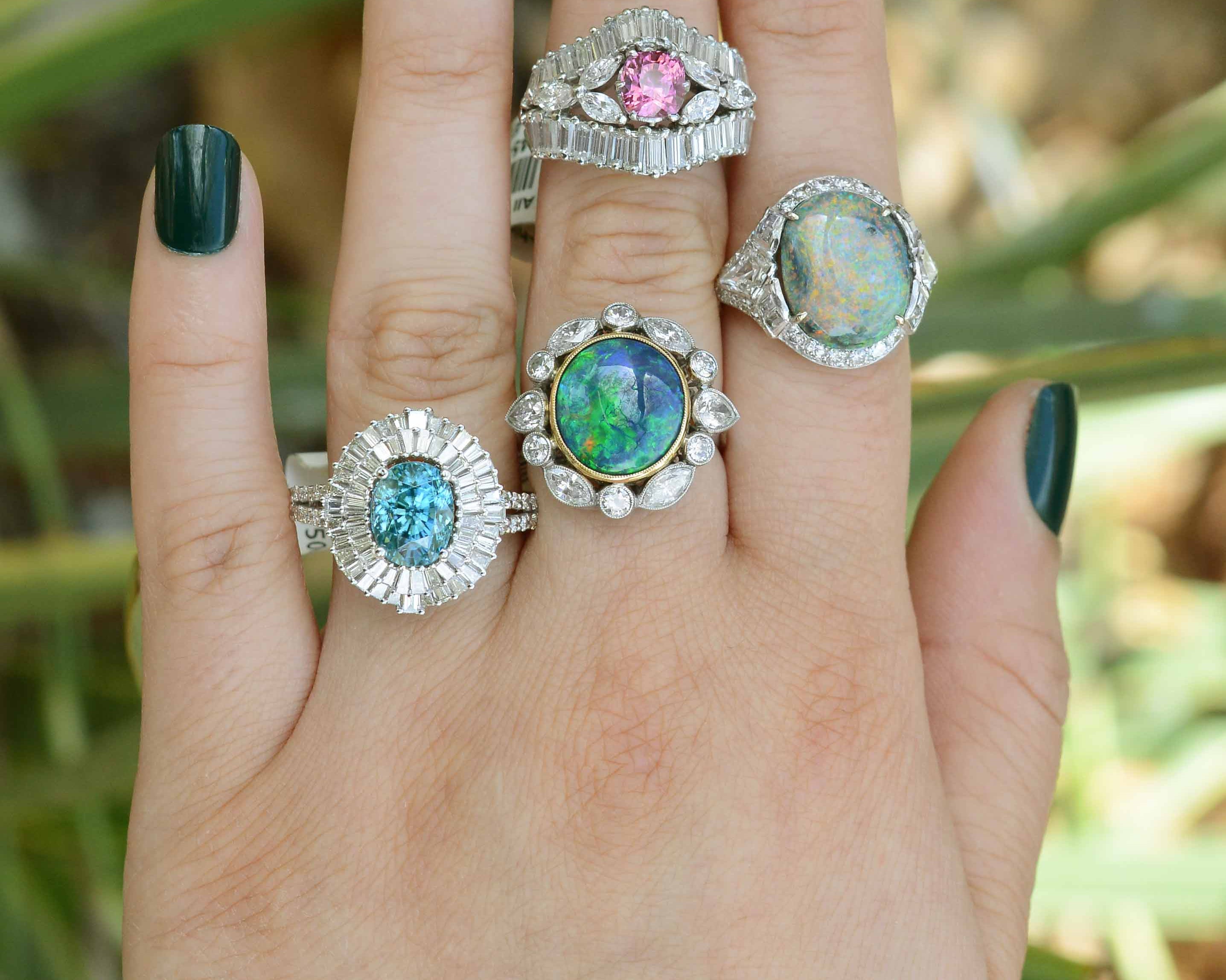 Large gem cocktail rings available from our vintage and antique estate jewelry shop.