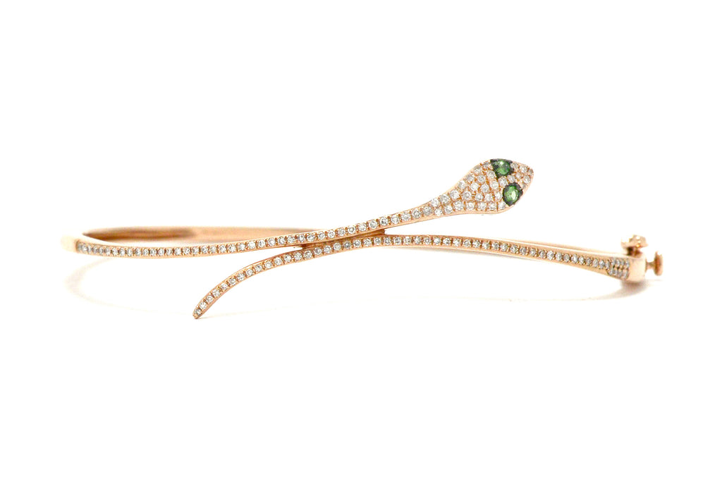A new, modern rose gold and diamonds snake bracelet.