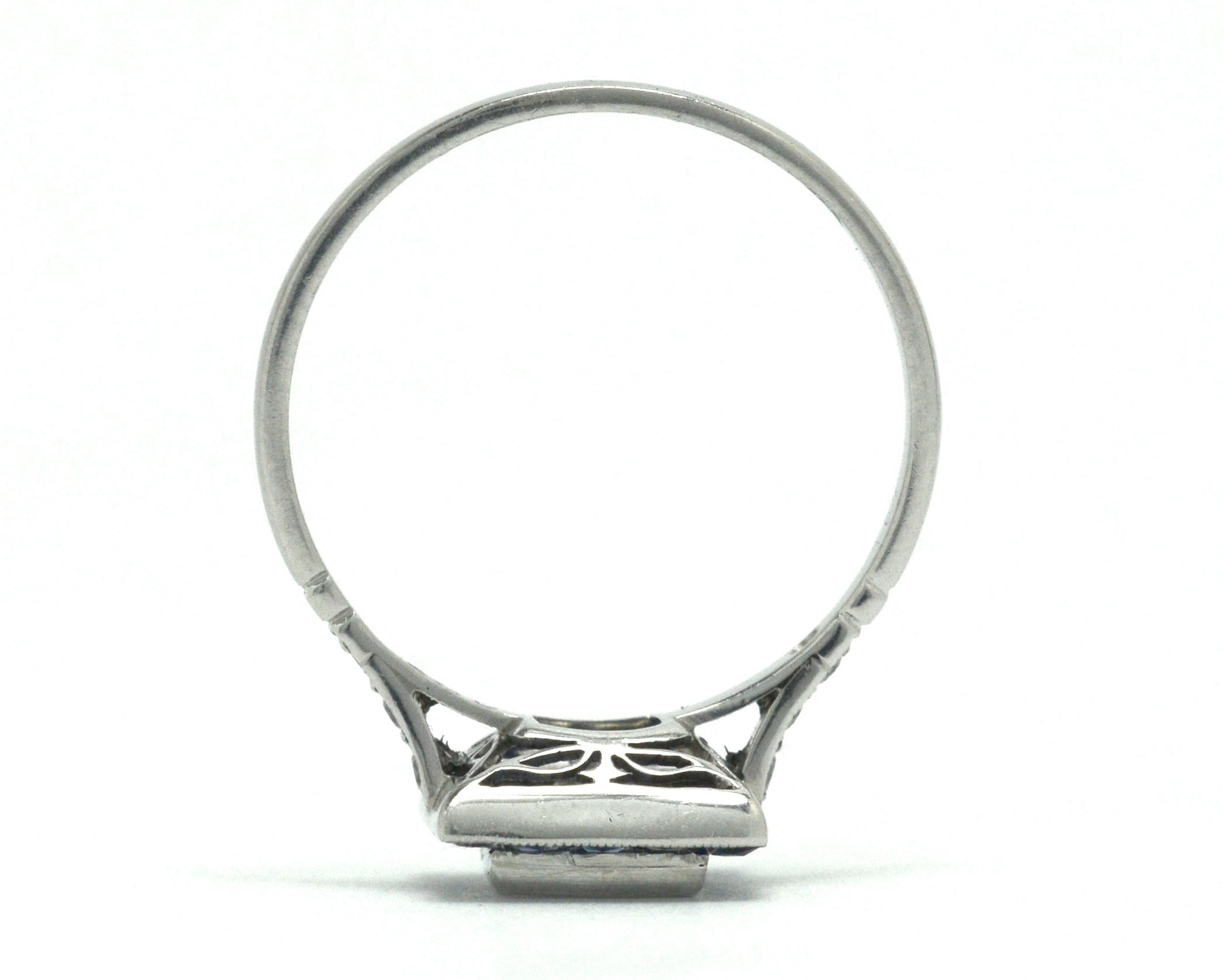 Art Deco Style Princess Cut Diamond Blue Sapphire Engagement Ring 1 Carat